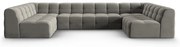 Divano angolare in velluto grigio (a U) Kendal - Micadoni Home