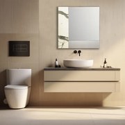 Specchio moderno quadrato 80 cm effetto marmo bianco e foglia argento - KEIRA