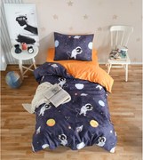 Set copripiumino e federa da bambini blu scuro/arancione per letto singolo 140x200 cm Astron – Mijolnir