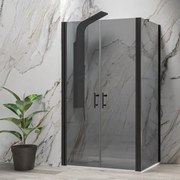 Kamalu - Box doccia 80x115 apertura saloon vetro fumé altezza 200h | KS2800AF