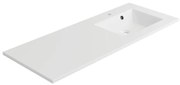 Lavabo integrale a incasso rettangolare vasca a destra Neo L 121 x H 11.2 x P 48.5 cm in composito minerale di resina gelificata bianco