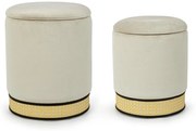 Andrea Bizzotto Milena Set 2 Pouf Contenitore effetto velluto grigio chiaro naturale