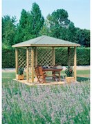 Gazebo Cherry in legno struttura naturale, copertura verde L 300 x P 300 x H 260 cm