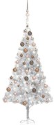 Albero di Natale Preilluminato con Palline Argento in PET, Albero di Natale Preilluminato con Palline Argento 180 cm PET II