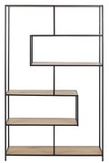 Libreria industriale metallo nero e legno L114 cm TRESCA