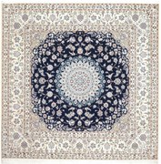 Nain Tappeto 210x210 Blu (Iran) Annodato A Mano