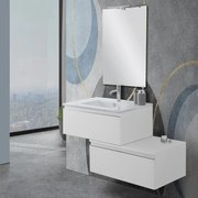 Mobile bagno sospeso 80 bianco lucido lavabo e specchio   Iside