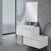 Mobile bagno LINDA80 Bianco con lavabo e specchio - 8280