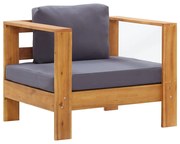 Sedia da giardino con cuscino grigio scuro in legno di acacia