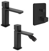 Set di rubinetti lavabo bidet e doccia in ottone nero opaco Lotus