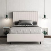 Letto contenitore imbottito 140x210 similpelle bianco Sunny