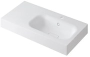 Lavabo integrale a destra rettangolare L 90.5 x H 15 x P 46 cm in resina bianco