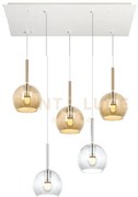 Sosp. bianco rettangolare 5 luci vetri tutti piccolo (2x tr+ 3x am)...