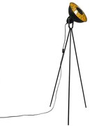 Lampada da terra industriale treppiede nera con oro - Magna Basic 25