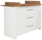 Cassettiera bassa bianca in rovere con fasciatoio 119x100 cm Ava - Roba