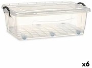 Scatola con Ruote per Organizzare Trasparente Plastica 30 L 40 x 20,5 x 63 cm (6 Unità)