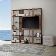 Libreria in legno Noce 178x204h cm con pannello TV - KATO L