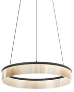 Lampada a sospensione moderna nera 59cm incl. LED dimmerabile a 3 livelli - Anello Chandelier