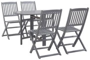 Set Da Pranzo Per Giardino 5 Pz Legno Massello Di Acacia Grigio /