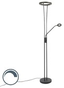 Lampada da terra moderna nera con LED e braccio di lettura - Divine
