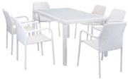 AXONA - set tavolo in alluminio e teak cm 150 x 90 con 6 poltrone Axona