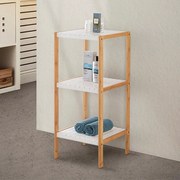 Scaffale per bagno in legno bamboo bianco 3 ripiani Tahiti