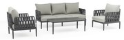CASCADA - salotto outdoor con struttura in alluminio grigio chiaro, antracite o naturale