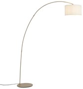 Lampada ad arco moderna beige con paralume in tessuto teddy - Vinossa