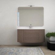 Mobile per bagno Nairobi 120 cm sospeso Rovere scuro con specchio filo lucido