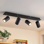 Faretto da soffitto Lindby Joffrey, 70 cm, nero, a 4 luci, GU10