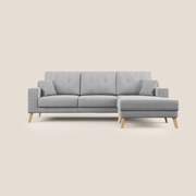 Danish divano angolare REVERSIBILE in tessuto morbido impermeabile T02 grigio chiaro