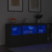 Credenza con luci led nera 142,5x37x67 cm