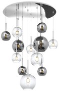 Lampadario Contemporaneo Future Metallo Cromo Vetro Mix Trasp-Cromo 12 Luci E27