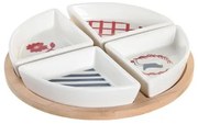 Set da Aperitivo DKD Home Decor 21,5 x 21,5 x 1 cm Rosso Azzurro Bianco Gres Mediterraneo Case