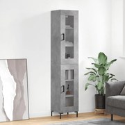 Credenza grigio cemento 34,5x34x180 cm in legno multistrato