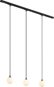 Sistema di illuminazione a binario moderno nero con 3 luci a sospensione bianche monofase - Iconic Perle