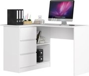 Scrivania Angolare 124 Cm 3 Cassetti Sinistra Bianco Opaco Artika
