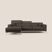 Blade Divano moderno angolare con poggiatesta reclinabili in tessuto impermeabile simil-cotone T13 marrone
