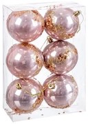 Palle di Natale Rosa Plastica 8 cm (6 Unità)