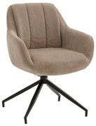 Set di poltroncine girevoli STONESTOWN in tessuto beige e gambe in metallo nero, con braccioli