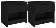 Comodini 2 pz neri 40x30x39 cm in legno multistrato
