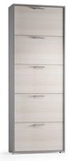 Scarpiera 5 ante a ribalta singola prof L 67 x H 184 x P 18 cm 15 paia, larice