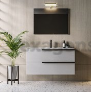 Mobile bagno Ice 100X47 Elisa due cassetti 100x47 cm con lavabo e Specchio A Filo con Lampada