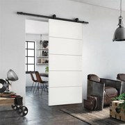 Porta scorrevole reversibile Fourlines in mdf bianco, L 93 x H 212 cm, con binario Industrial