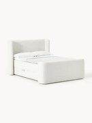 Letto boxsrping in bouclé con contenitore Perla