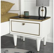 Comodino RAVENNA 47,2x50 cm bianco/nero/oro