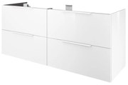 Mobile da bagno sotto lavabo SENSEA Neo bianco laccato lucido L 150 x H 64 x P 48 cm 4 cassetti, lavabo non incluso
