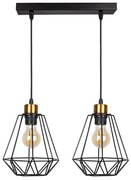 Lampadario a sospensione con filo PRIMO 2xE27/60W/230V nero/oro