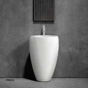 Lavabo Freestanding "One" In Ceramica Finitura Bianco Lucido C/Foro Rubinetteria