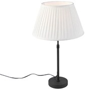 Lampada da tavolo nera con paralume plissettato crema 35 cm regolabile - Parte